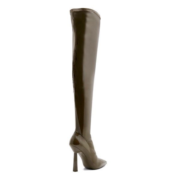 ALDO Nella Over the Knee Patent Boots in Khaki, Women’s Size 5 - Picture 5 of 6